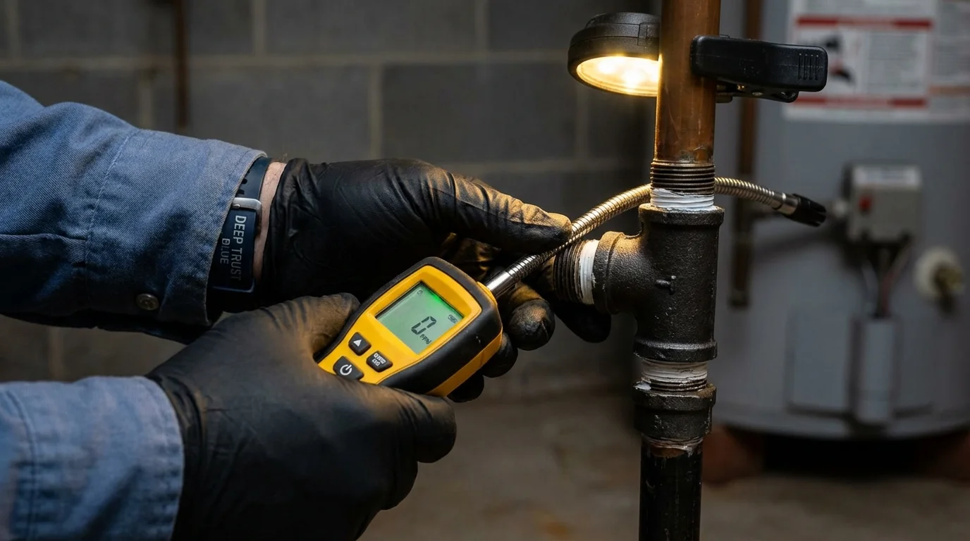 Gas leak detection with electronic sniffer by Johns Plumbing LLC in Saint Anne