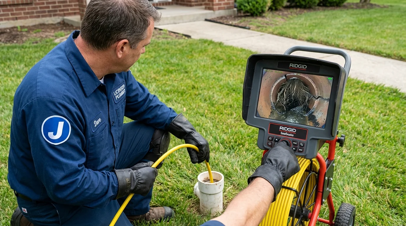 Sewer camera inspection being performed by Johns Plumbing LLC in Saint Anne